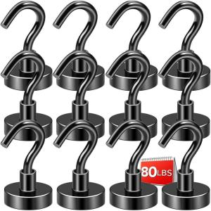 imageDIYMAG 6 Packs Magnetic Hooks150 Lb Heavy Duty Neodymium Magnets for Refrigerator Strong Cruise Ship Essentials Hook for Hanging Magnetics Hanger for Grill80lbs12P