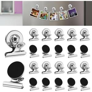 imageDIYMAG Hanging Photo Magnetic Clips 20 Pack Fridge Magnets Heavy Duty Holder Party Graduation Collage Picture Display DIY Clip for Refrigerator Home Whiteboard Office Locker Classroom SilverSilver20p