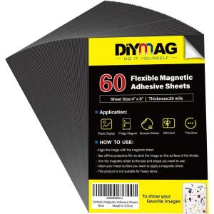 imageDIYMAG Magnetic Adhesive Sheets 4quot x 6quot 40 Pack Cuttable Magnetism Sheet Flexible Magnet with Adhesives for Crafts Photos Easy Peel and Stick4 x 6
