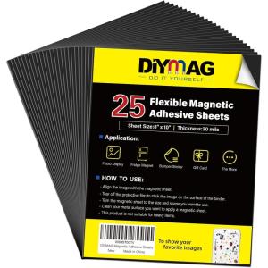imageDIYMAG Magnetic Adhesive Sheets 4quot x 6quot 40 Pack Cuttable Magnetism Sheet Flexible Magnet with Adhesives for Crafts Photos Easy Peel and Stick8 x 10