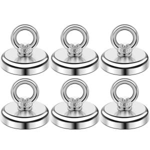 imageDIYMAG Magnetic Hooks 100 lbs Heavy Duty Rare Earth Neodymium Magnet Hooks with Countersunk Hole Eyebolt for Workplace Home Kitchen Office and Garage 10 Packs100lbs Magnetic Hooks6P