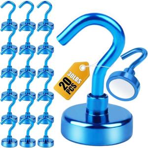 imageDIYMAG Magnetic Hooks 30lbs Magnet Hook 2025 Cruise Cabin Ship Essentials Heavy Duty Strong Magnets Refrigerator Fridge Hanging for Classroom Beach Vacation Kitchen Grills Home 60 PackBlue