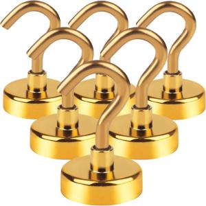 imageDIYMAG Magnetic Hooks 30lbs Magnet Hook 2025 Cruise Cabin Ship Essentials Heavy Duty Strong Magnets Refrigerator Fridge Hanging for Classroom Beach Vacation Kitchen Grills Home 60 PackYellow