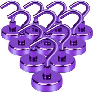 imageDIYMAG Magnetic Hooks 30lbs Magnet Hook 2025 Cruise Cabin Ship Essentials Heavy Duty Strong Magnets Refrigerator Fridge Hanging for Classroom Beach Vacation Kitchen Grills Home 60 PackPurple