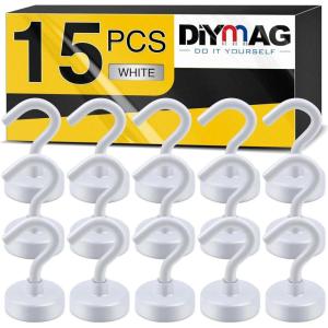 imageDIYMAG Magnetic Hooks 30lbs Magnet Hook 2025 Cruise Cabin Ship Essentials Heavy Duty Strong Magnets Refrigerator Fridge Hanging for Classroom Beach Vacation Kitchen Grills Home 60 PackWhite