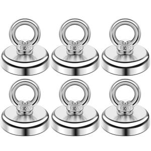 imageDIYMAG Magnetic Hooks 60 lbs27 KG Pulling Force Rare Earth Magnetic Hooks with Countersunk Hole Eyebolt for Home Kitchen Workplace Office and Garage 10 Packs60lbs Magnetic Hooks6P