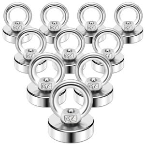 imageDIYMAG Magnetic Hooks 60 lbs27 KG Pulling Force Rare Earth Magnetic Hooks with Countersunk Hole Eyebolt for Home Kitchen Workplace Office and Garage 10 Packs40lbs Magnetic Hooks10P