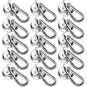 imageDIYMAG Magnetic Hooks 70LBS Heavy Duty Neodymium Magnetism with Swivel Carabiner HookGreat for Your Refrigerator and Other Magnetics Surfaces Pack of 1570LBS15P