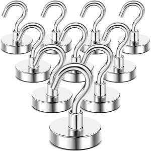 imageDIYMAG Magnetic Hooks for Hanging Cubicle Accessories 30lbs 2025 Cruise Cabin Ship Essentials N52 Magnetic Hook Heavy Duty Strong Magnets Fridge for Classroom Beach Kitchen Grills 10 Pack Black10Pack 80Lbs