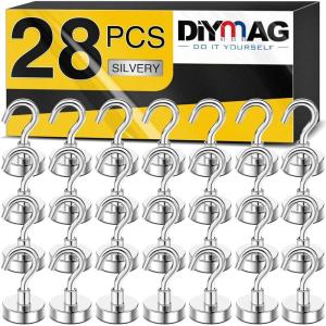 imageDIYMAG Magnetic Hooks for Hanging Cubicle Accessories 30lbs 2025 Cruise Cabin Ship Essentials N52 Magnetic Hook Heavy Duty Strong Magnets Fridge for Classroom Beach Kitchen Grills 10 Pack Black28Pack 30Lbs