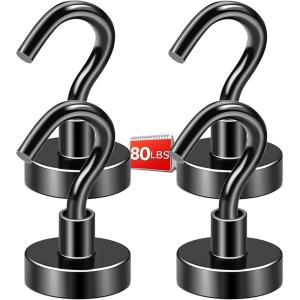 imageDIYMAG Magnetic Hooks for Hanging Cubicle Accessories 30lbs 2025 Cruise Cabin Ship Essentials N52 Magnetic Hook Heavy Duty Strong Magnets Fridge for Classroom Beach Kitchen Grills 10 Pack Black4Pack 80Lbs