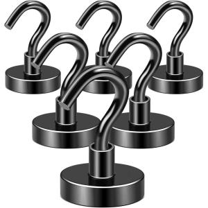 imageDIYMAG Magnetic Hooks110 lb Heavy Duty Strong Magnet with Hook for Hanging Strong Rare Earth Neodymium Magnet Hooks 6 Packs25mm80lbs