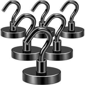 imageDIYMAG Magnetic Hooks110 lb Heavy Duty Strong Magnet with Hook for Hanging Strong Rare Earth Neodymium Magnet Hooks 6 Packs32mm110lbs