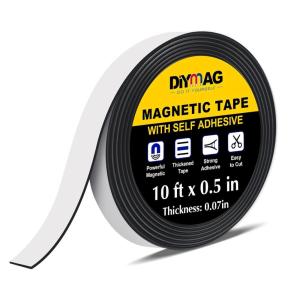 imageDIYMAG Magnetic Tape 10 Feet x 12 Inch 3 Rolls Strong Magnetic Strip with Self Adhesive Flexible Magnet Tape Roll for Lightweight Craft DIY Projects Whiteboards and Fridge Organization1Roll10Ft