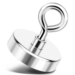 imageDIYMAG Neodymium Fishing Magnets 100lbs Pulling Force Rare Earth Magnet with Countersunk Hole Eyebolt Diameter 142Inch 36mm for Retrieving in River an Magnetic FishingSingle Hole
