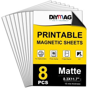 imageDIYMAG Printable Magnetic Sheets 15Pcs 85 x 11 Inch Flexible Magnet Sheets Matte Non Adhesive Magnetic Paper for Inkjet Printer Photo DIY Crafts83x117inch