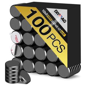 imageDIYMAG Strong Magnets 140Pcs 06x012Inch Fridge Refrigerator Magnet for Crafts with Adhesive Backing Magnetic Small Black Button Ceramic Circle Craft Round Heavy Duty Adhesive Neodymium Whiteboard12x3mm