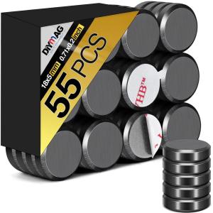 imageDIYMAG Strong Magnets 140Pcs 06x012Inch Fridge Refrigerator Magnet for Crafts with Adhesive Backing Magnetic Small Black Button Ceramic Circle Craft Round Heavy Duty Adhesive Neodymium Whiteboard18x5mm