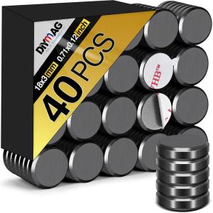 imageDIYMAG Strong Magnets 140Pcs 06x012Inch Fridge Refrigerator Magnet for Crafts with Adhesive Backing Magnetic Small Black Button Ceramic Circle Craft Round Heavy Duty Adhesive Neodymium Whiteboard18x3mm
