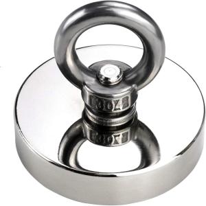 imageDIYMAG Strong Neodymium Fishing Magnets 700 lbs318 KG Pulling Force Rare Earth Magnet with Countersunk Hole Eyebolt Diameter 295 inch75 mm for Retrieving in River and Magnetic Fishing60mm