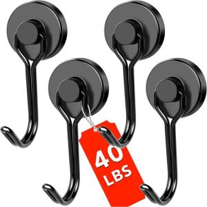 imageDIYMAG Swivel Swing Powerful Magnetic Hooks 100LB 7 Pack Strong Heavy Duty Neodymium Magnet Hooks Great for Grill Refrigerator Kitchen OfficeLength 68mm267in Diameter 32mm126inBlack
