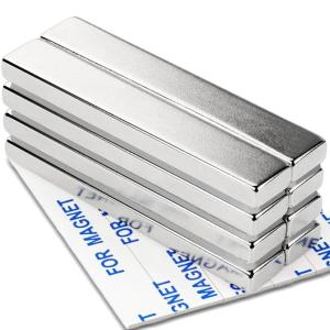 imageWaterproof Neodymium Bar Magnets with Epoxy Coating Powerful Permanent Rare Earth Magnets with DoubleSided Adhesive  60 x 10 x 5mm Pack of 8Silver