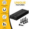 imageDIYMAG Strong Neodymium Rectangular Pot Magnets with Counter Bore Countersunk Hole Magnets with Mounting Screws  60x135x5mm Pack of 8Black