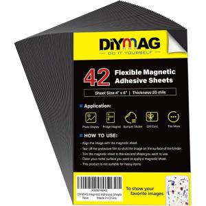 imageDIYMAG Adhesive Magnetic Sheets 4 x 6 42 Packs Flexible Magnet Sheets with Adhesive for Crafts Photos and Die Storage Easy Peel and Stick Easy to Cut into Any Shape 4x642P