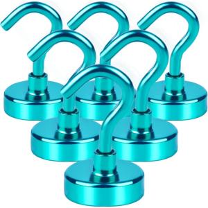 imageDIYMAG Magnetic Hooks 30Lbs Strong Heavy Duty Cruise Magnet SHooks for Classroom Fridge Kitchen etc 6 PackGreen