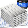 imageDIYMAG Neodymium Magnets 30 Pack Strong Magnetic Bar with DoubleSided Adhensive Backing Heave Duty Rare Earth Magnet for Fridge Classroom Science and Craft  236 x 039 x 02 in SilverSilver