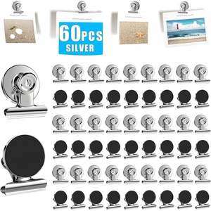 image:imageDIYMAG Magnetic Clips 60 Pack Personalized Sculpture Photo Frame Collage for Pictures Holders Heavy Duty Cruise Decorative Fridge Magnets Gifts for Christmas Light Clip Home School Whiteboard BlackSilver60p