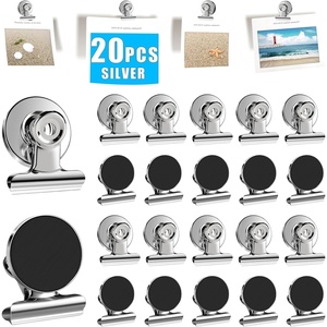 image:imageDIYMAG Magnetic Clips 60 Pack Personalized Sculpture Photo Frame Collage for Pictures Holders Heavy Duty Cruise Decorative Fridge Magnets Gifts for Christmas Light Clip Home School Whiteboard BlackSilver20p