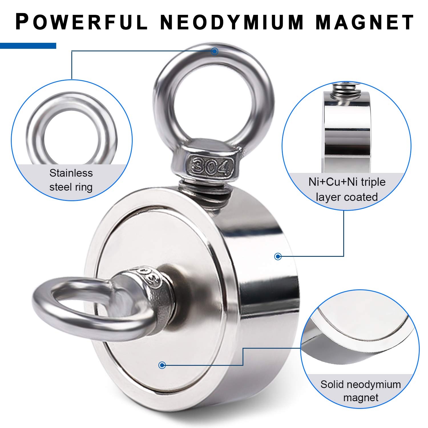 image:imageDIYMAG Fishing Magnet 142 Inch 150Lbs Large Strong Magnets for Lifting  Powerful Magnetic Tags Removal Tool High Power Heavy Duty Pickup for Treasure Hunting Retrieving Items in Lake and Beach48mm188 inches