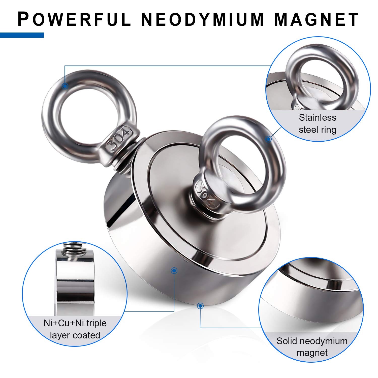 image:imageDIYMAG Fishing Magnet 142 Inch 150Lbs Large Strong Magnets for Lifting  Powerful Magnetic Tags Removal Tool High Power Heavy Duty Pickup for Treasure Hunting Retrieving Items in Lake and Beach75mm295 inches
