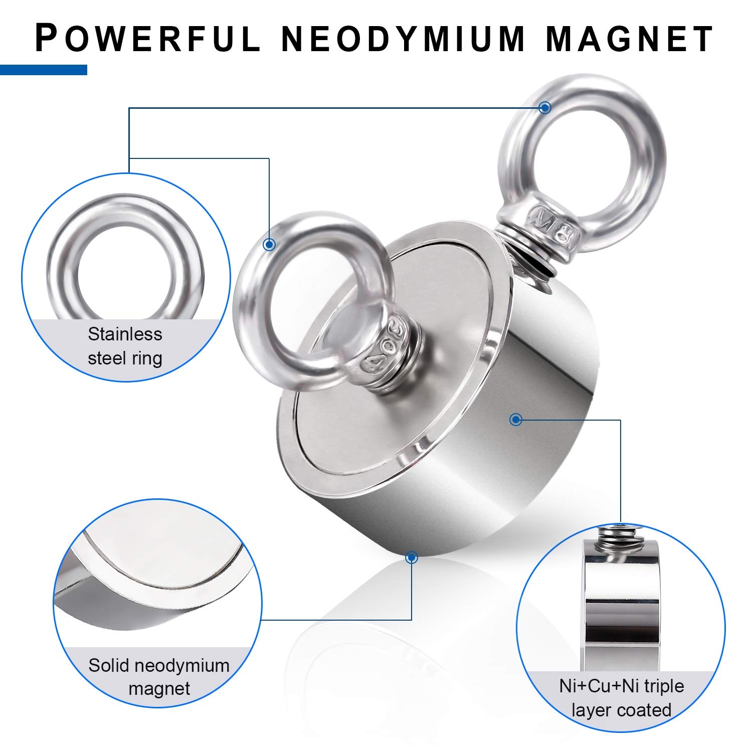 image:imageDIYMAG Fishing Magnet 142 Inch 150Lbs Large Strong Magnets for Lifting  Powerful Magnetic Tags Removal Tool High Power Heavy Duty Pickup for Treasure Hunting Retrieving Items in Lake and Beach60mm236 inches