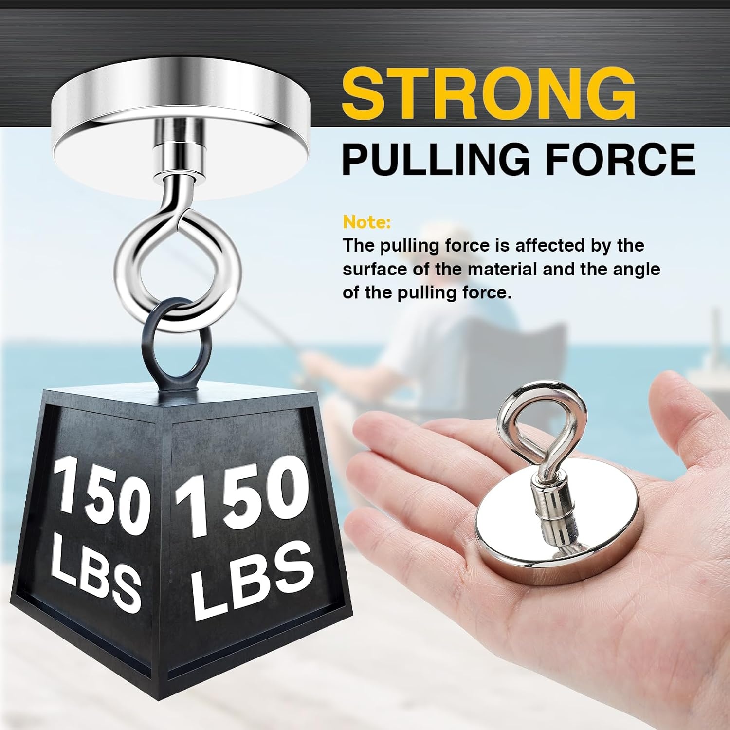 image:imageDIYMAG Fishing Magnet 142 Inch 150Lbs Large Strong Magnets for Lifting  Powerful Magnetic Tags Removal Tool High Power Heavy Duty Pickup for Treasure Hunting Retrieving Items in Lake and Beach36mm142 inches