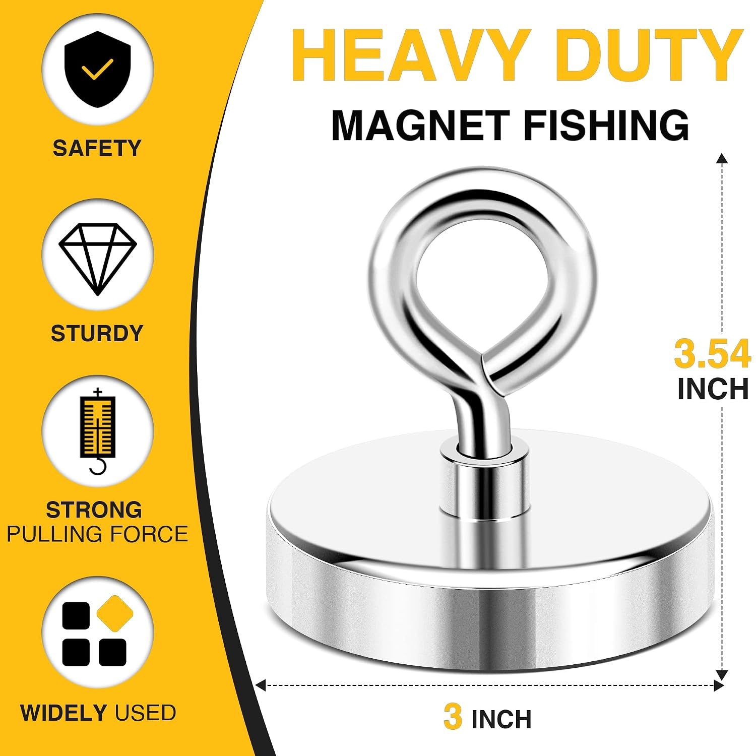 image:imageDIYMAG Fishing Magnet 142 Inch 150Lbs Large Strong Magnets for Lifting  Powerful Magnetic Tags Removal Tool High Power Heavy Duty Pickup for Treasure Hunting Retrieving Items in Lake and Beach75mm295 inches