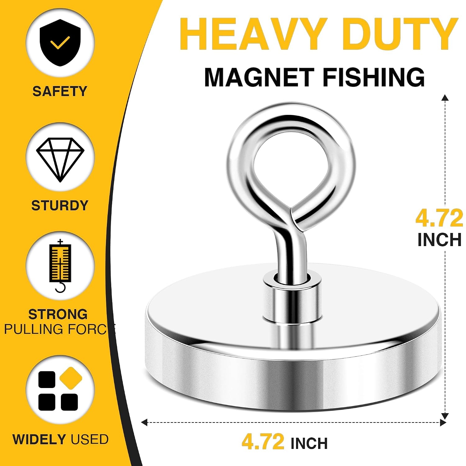 image:imageDIYMAG Fishing Magnet 142 Inch 150Lbs Large Strong Magnets for Lifting  Powerful Magnetic Tags Removal Tool High Power Heavy Duty Pickup for Treasure Hunting Retrieving Items in Lake and Beach120mm472 inches
