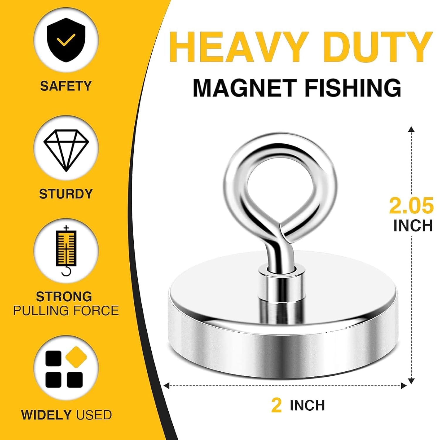 image:imageDIYMAG Fishing Magnet 142 Inch 150Lbs Large Strong Magnets for Lifting  Powerful Magnetic Tags Removal Tool High Power Heavy Duty Pickup for Treasure Hunting Retrieving Items in Lake and Beach50mm2 inches